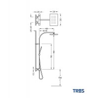 MEDIDAS CONJUNTO DUCHA TERMOSTATICA SLIM EXCLUSIVE TRES GRIFERIA